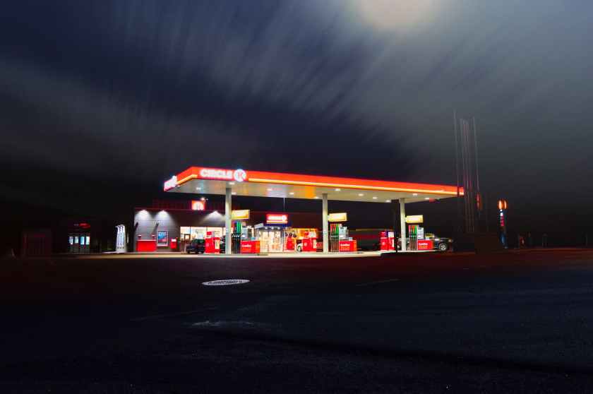 blur dusk evening gas station